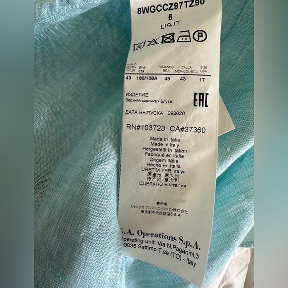 Giorgio Armani Men's Light Blue Linen Casual Shirt - Picture 5 of 5